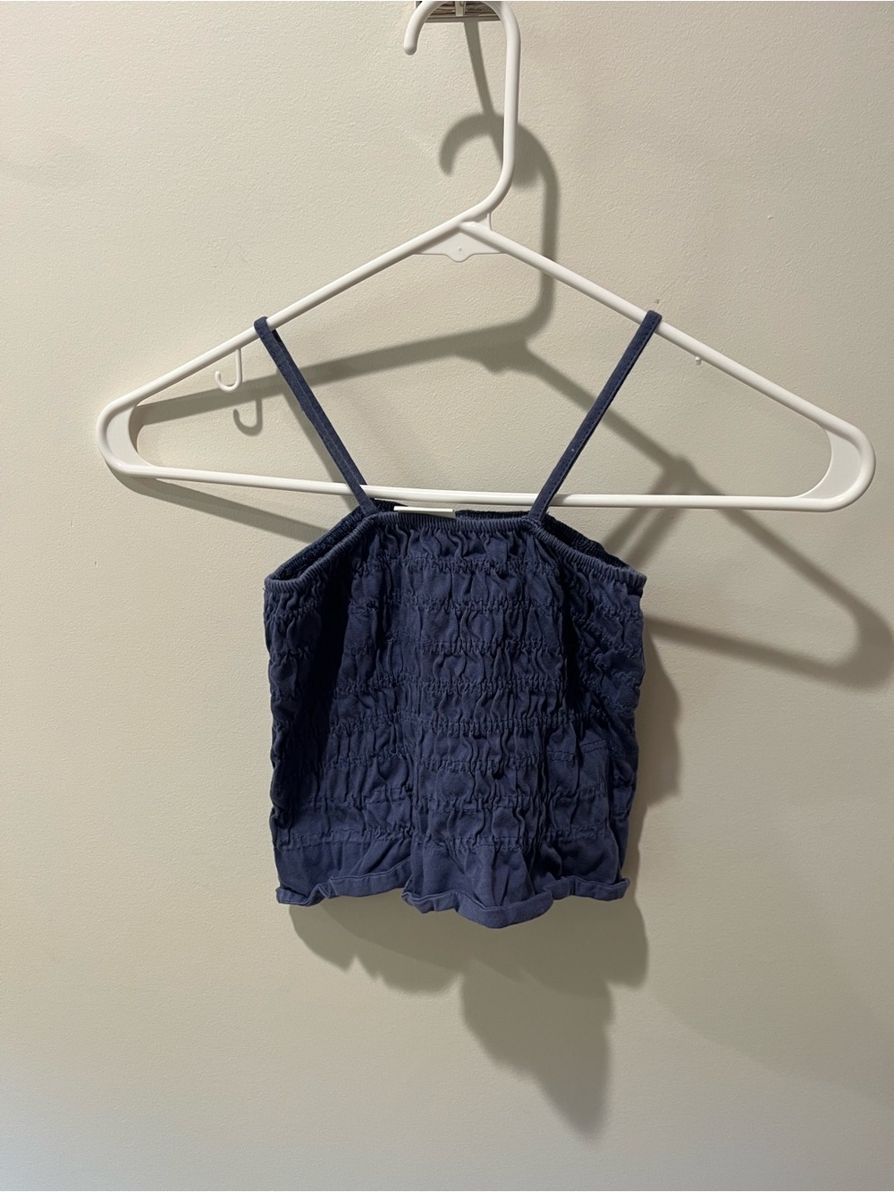 Zara Blue Smocked Tank Top with Spaghetti Straps